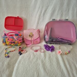 Girls Jewelry making kit, Disney purse, Accessory case, 5 necklaces